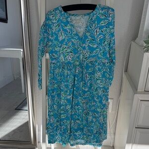 Lilly Pulitzer blue dress worn twice looks new cotton do